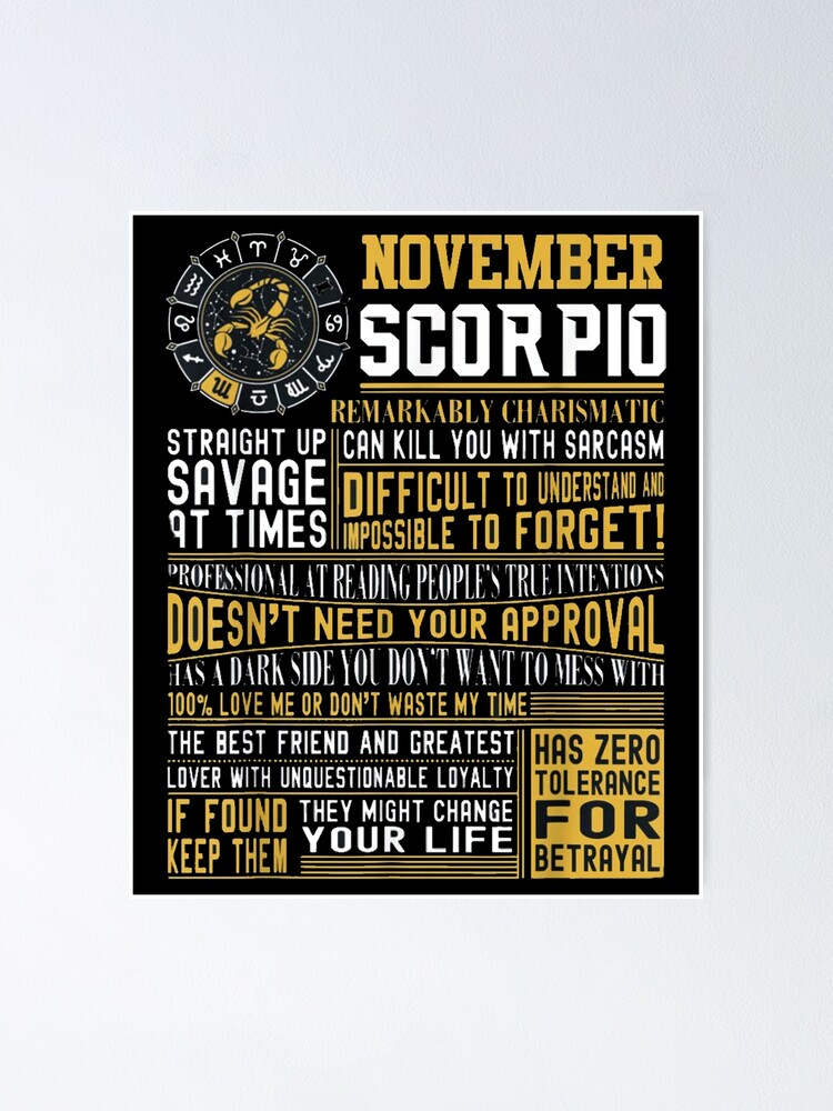 Born in November Scorpio Facts Shirts for Mens Womens Poster