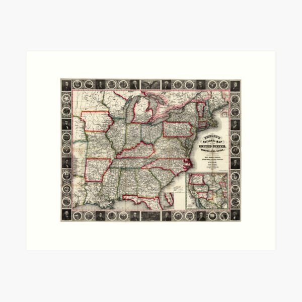 Item preview, United States - Phelps's National map - 1852 designed and sold by paulrommer.
