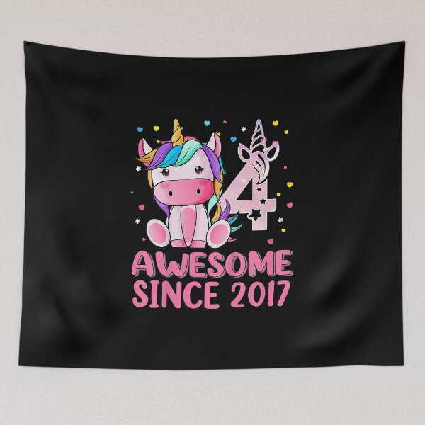 Item preview, Kids Unicorn 4th Birthday Girl Awesome Since 2017 4 Year Old designed and sold by ShellyDeCeuster.