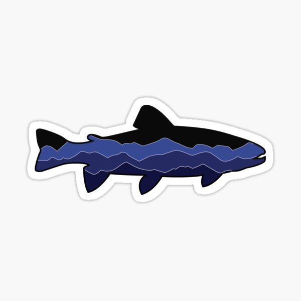 Trout Graphic- Black, Mountains Sticker