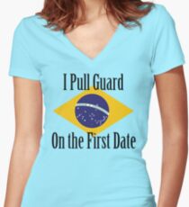 First Date BJJ (Black) Women's Fitted V-Neck T-Shirt