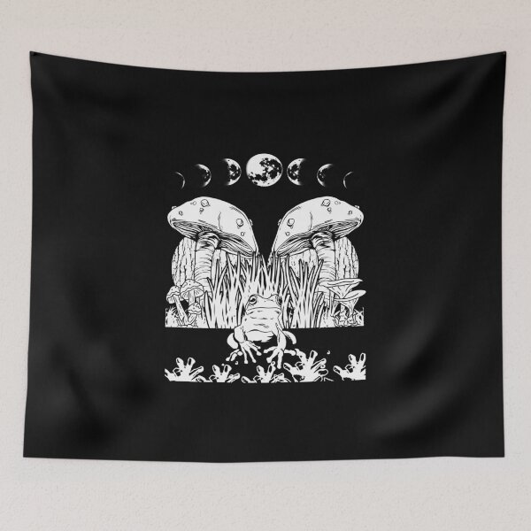 Item preview, Aesthetic Nature Frog Mushrooms Moon Cottagecore Art designed and sold by Nessshirts.