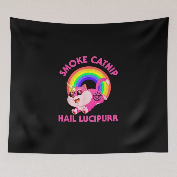 Item preview, Smoke Catnip Hail Lucipurr, Funny Satan Cat Unicorn Meme designed and sold by KimHolleyn.
