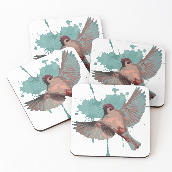 Item preview, Blue Brown Sparrow Splash designed and sold by Tempera-Mentum.