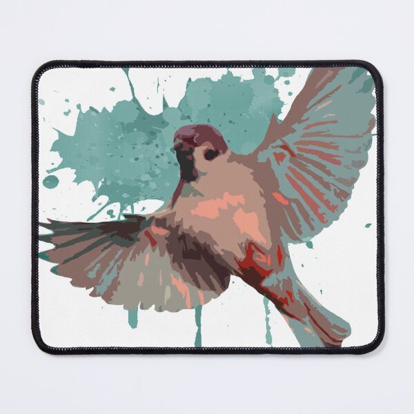 Item preview, Blue Brown Sparrow Splash designed and sold by Tempera-Mentum.