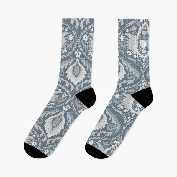 Item preview, Classic ogee pattern with vines on bluish gray designed and sold by colorofmagic.