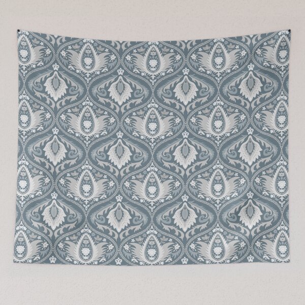 Item preview, Classic ogee pattern with vines on bluish gray designed and sold by colorofmagic.
