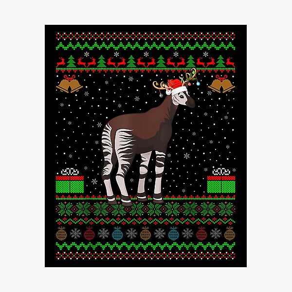 Okapi Lover Santa Hat Matching Ugly Christmas Photographic Print