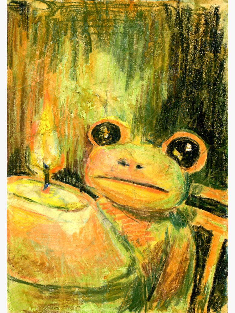 "Crayon Arson Frog with Candle" Sticker for Sale by TemperaMentum