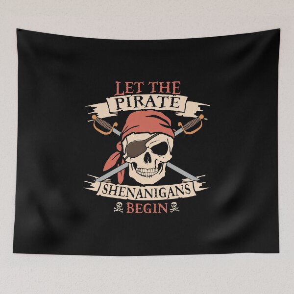 Item preview, Let The Pirate Shenanigans Begin Skull Vintage Pirate Skeleton Halloween Costume designed and sold by alenaz.