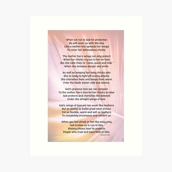 As A Mother Hen Protects Poem Art Print