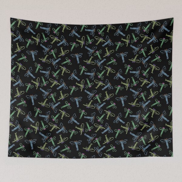 Item preview, Macrame Dragonflies Green - Black background designed and sold by Jana Šlesaríková.