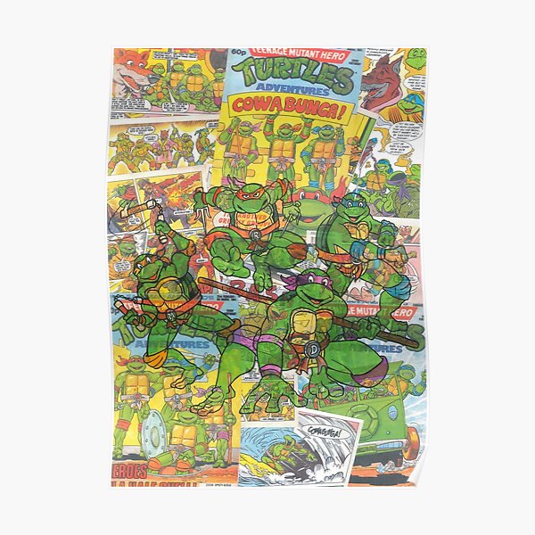 Vintage Comic Teenage Mutant Hero Turtles Poster