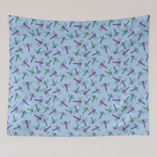 Item preview, Macrame Dragonflies - Blue background designed and sold by Jana Šlesaríková.