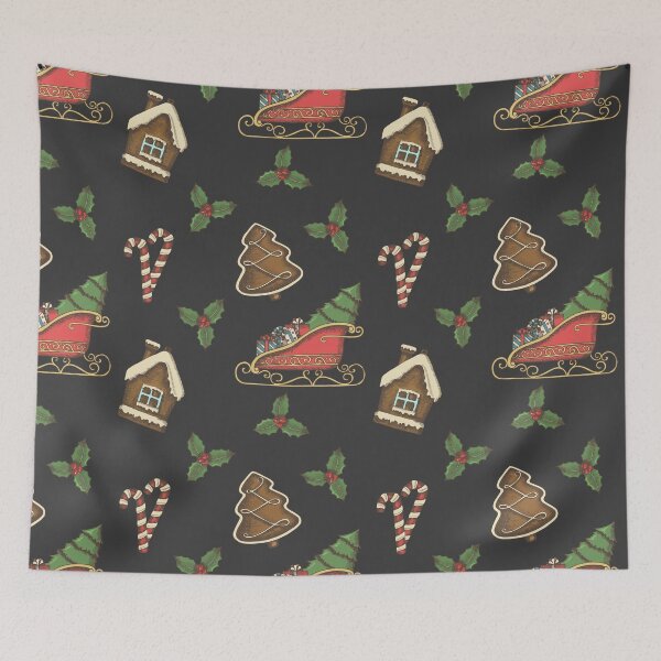 Item preview, Christmas gingerbread, candy, santa's sleigh and holly. designed and sold by Tabiti A.