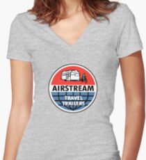 Airstream Travel Trailer Vintage Decal Women's Fitted V-Neck T-Shirt