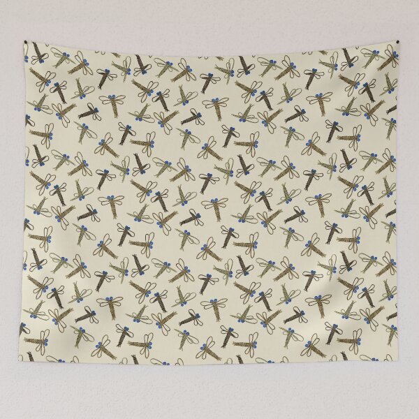 Item preview, Macrame Dragonflies Natural with Blue Eyes - Beige background designed and sold by Jana Šlesaríková.