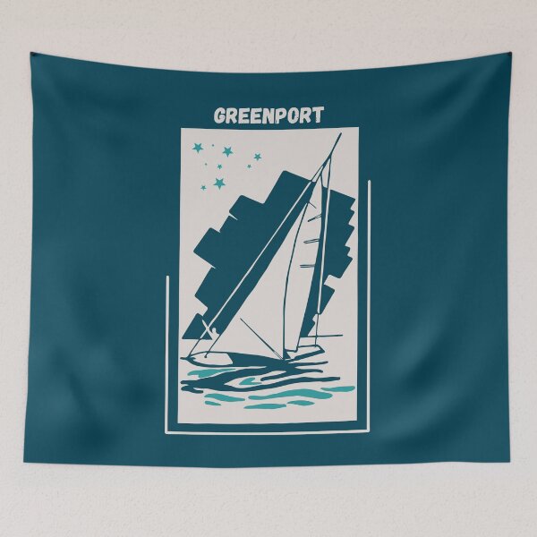 Item preview, Greenport in Long Island, Suffolk County, New York, USA - Vintage Sailing Windsurfing Poster designed and sold by Vintage-TM.