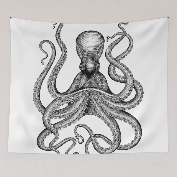 Item preview, Octopus hand drawing vintage engraving illustration designed and sold by Maartje de Volder.