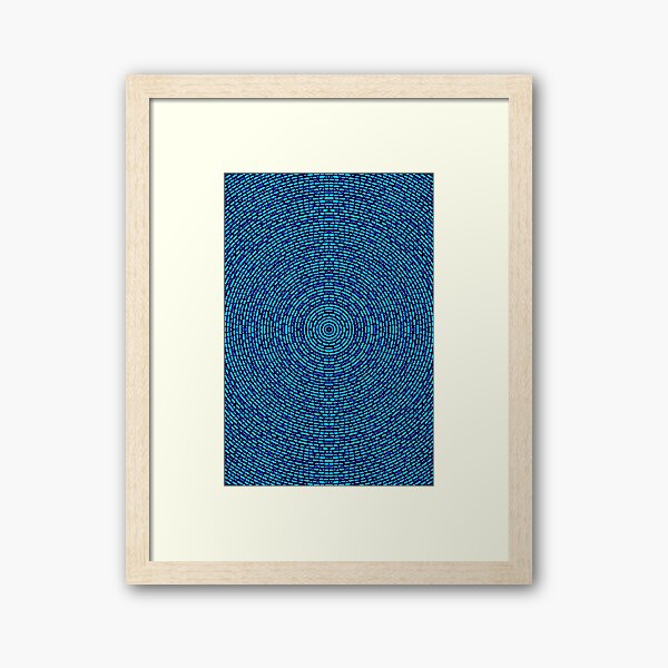 Abstract blue kaleidoscopic background textured with circles and cells. Glitch texture . Framed Art Print