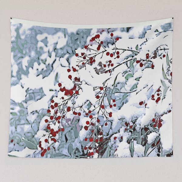 Item preview, Winter Landscape Mountain ash in the snow Сolor print designed and sold by artdragongift 15.
