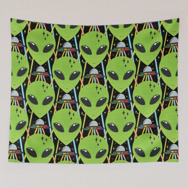 Item preview, Alien invasion, rainbow ufos  designed and sold by PegFollyDesigns.