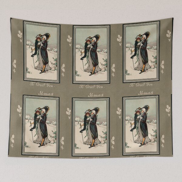 Item preview, Vintage Victorian couple Xmas greetings designed and sold by aapshop.