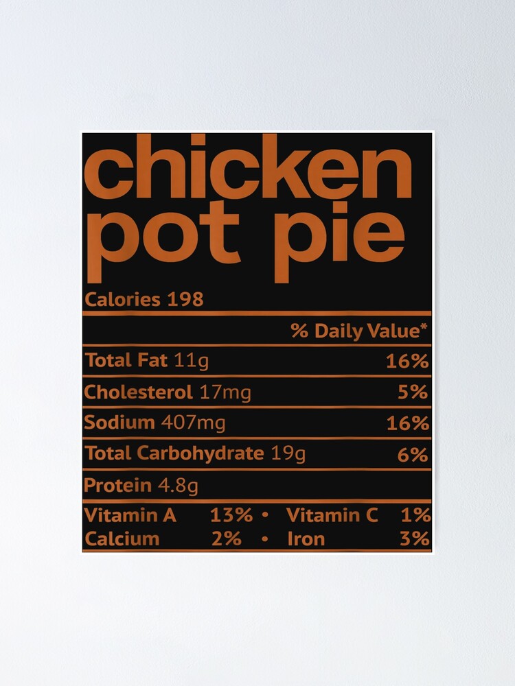 "Chicken Pot Pie Nutrition Facts Funny Thanksgiving Christmas" Poster