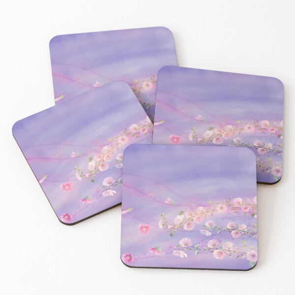 Item preview, Pink hollyhock flowers watercolor background. Digital painting. designed and sold by svetlanna.