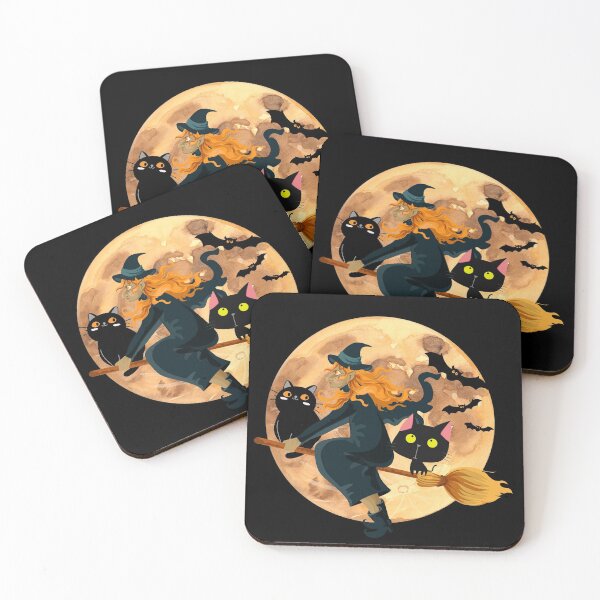 Item preview, Cute Cats And A Witch Go To Halloween Party  designed and sold by Joyamotion.