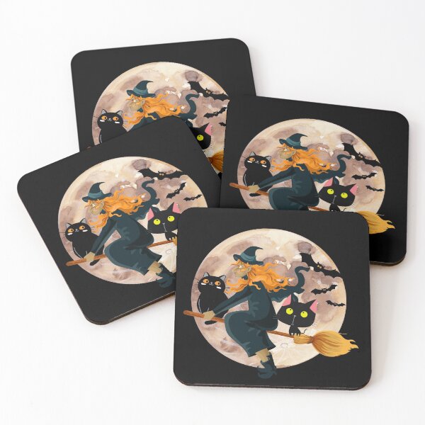 Item preview, Cute Cats And A Witch Go To Halloween Party  designed and sold by Joyamotion.