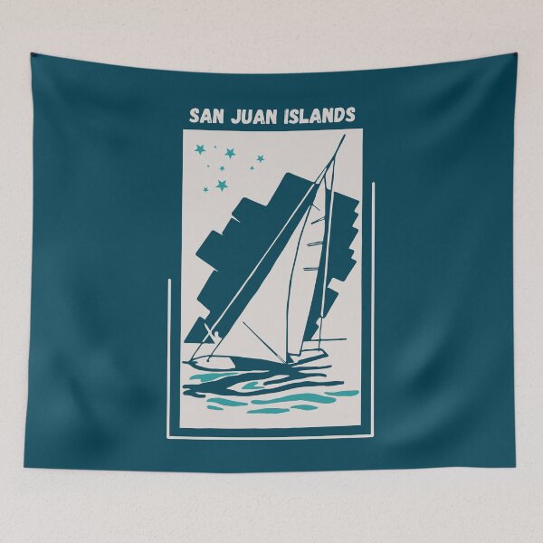 Item preview, San Juan Islands in Washington State, Salish Sea USA - Vintage Sailing Windsurfing Poster designed and sold by Vintage-TM.