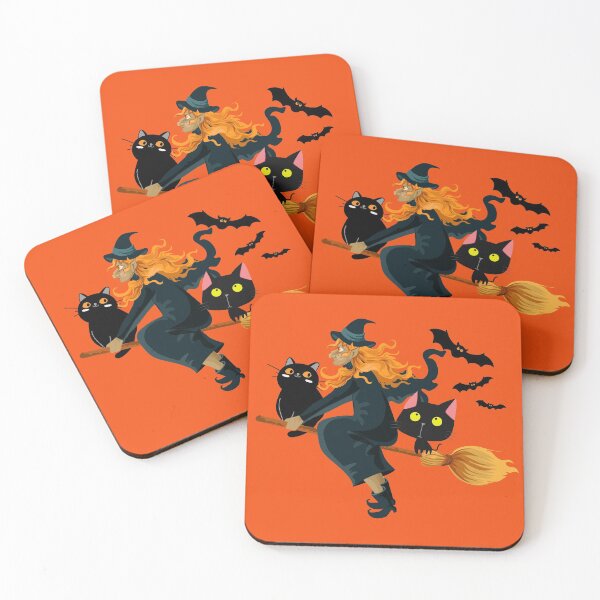Item preview, Cute Cats And A Witch Go To Halloween Party  designed and sold by Joyamotion.