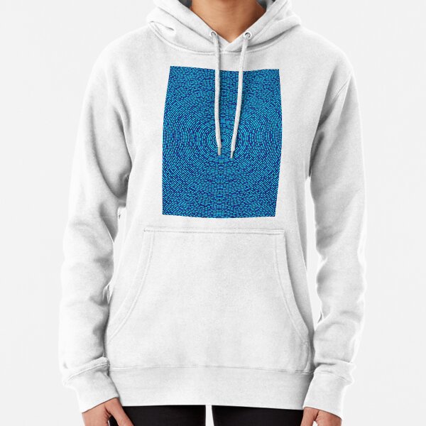Abstract blue kaleidoscopic background textured with circles and cells. Glitch texture . Pullover Hoodie