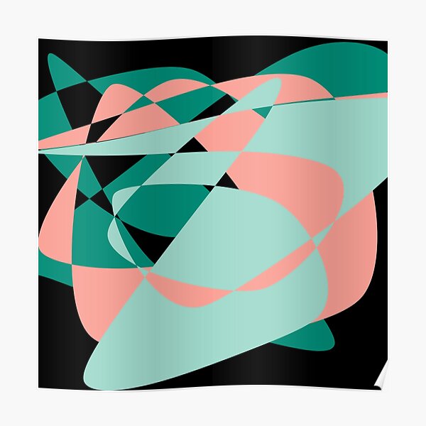 "Teal, light pink, and light blue abstract art" Poster for Sale by