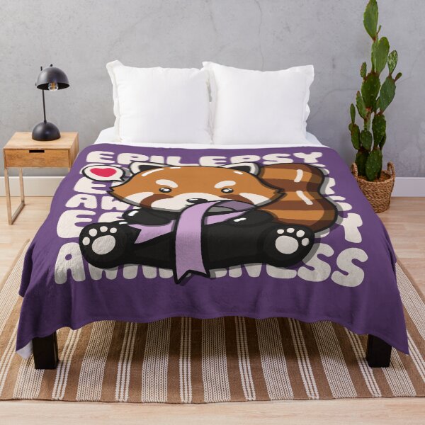 Item preview, Cute Red Panda Holding Epilepsy Awareness Ribbon designed and sold by Luan Huynh.