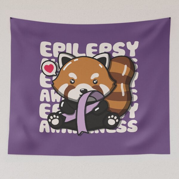 Item preview, Cute Red Panda Holding Epilepsy Awareness Ribbon designed and sold by Luan Huynh.