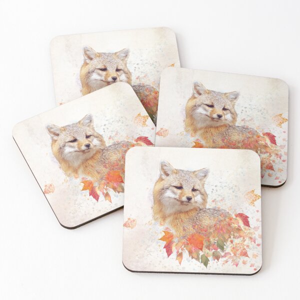 Item preview, 	Red fox with autumn leaves, watercolor. Digital illustration designed and sold by svetlanna.