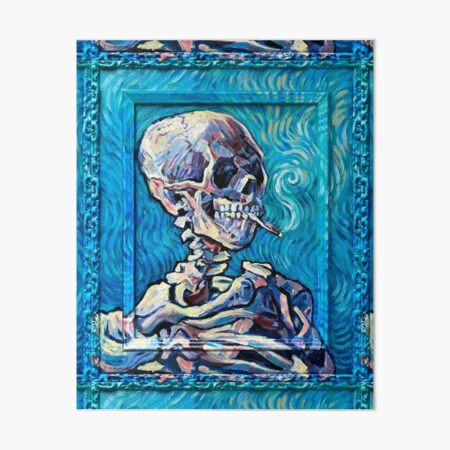 Van Gogh's Smoking Skeleton Art Board Print
