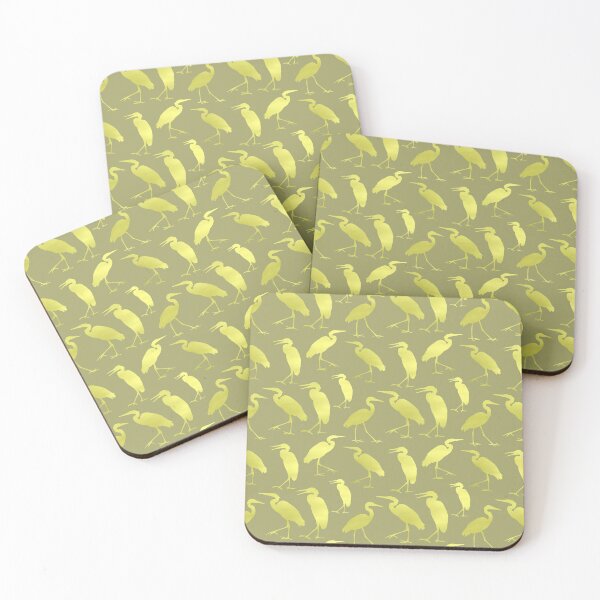 Item preview, Blue Heron Walking Gold Fill on Light Khaki Repeat 5748 designed and sold by Art in My Loft.