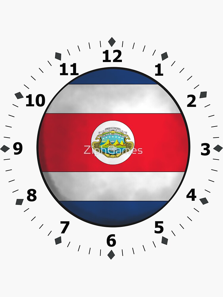 "costa rica clock" Sticker for Sale by ZiphGames Redbubble