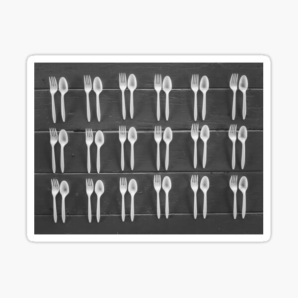 Item preview, spoons and forks on the table in black and white designed and sold by Mrvell.