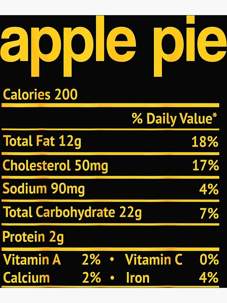 "Apple Pie Nutrition Facts Funny Thanksgiving Christmas food" Poster by