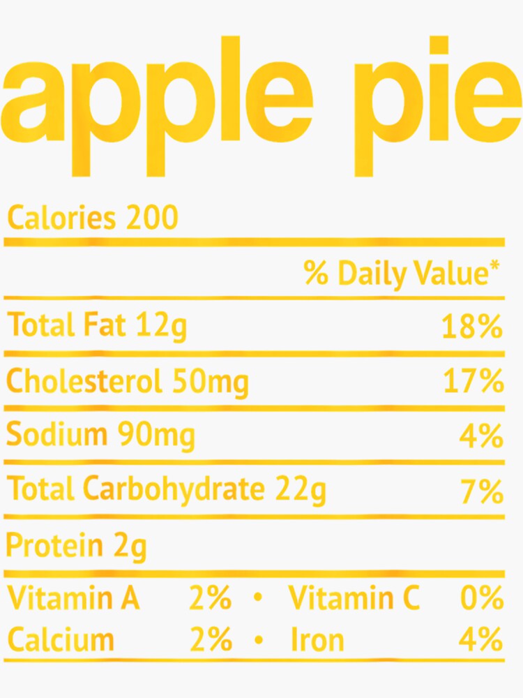 "Apple Pie Nutrition Facts Funny Thanksgiving Christmas food" Sticker