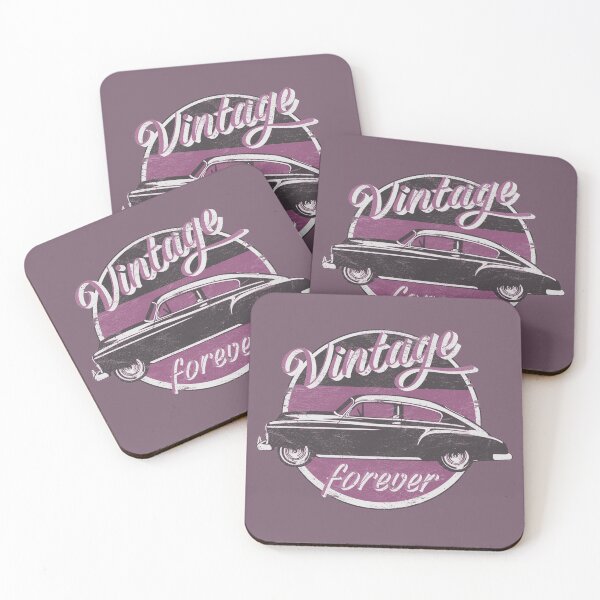 Item preview, Vintage Car Forever Dull Earthy Toned Magenta Color Distressed Slogan Design designed and sold by TrulyEpoque.