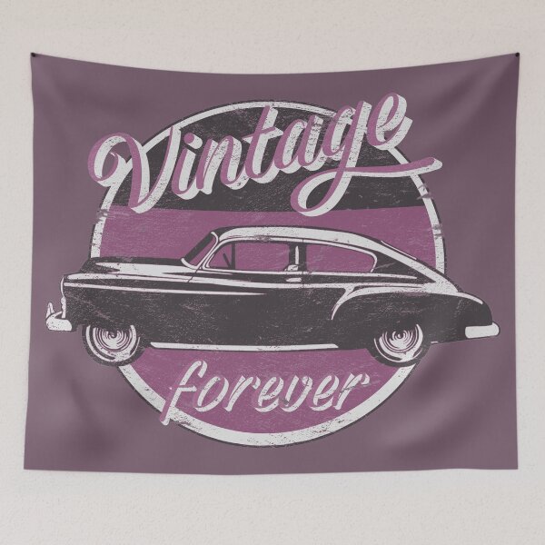 Item preview, Vintage Car Forever Dull Earthy Toned Magenta Color Distressed Slogan Design designed and sold by TrulyEpoque.