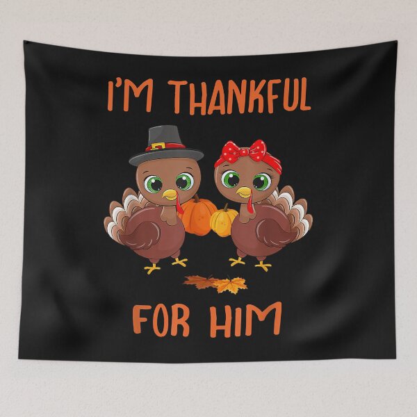 Aperçu de l'œuvre Mens I'm Thankful for Him Funny Turkey Matching Thanksgiving créée et vendue par Evrard123123.