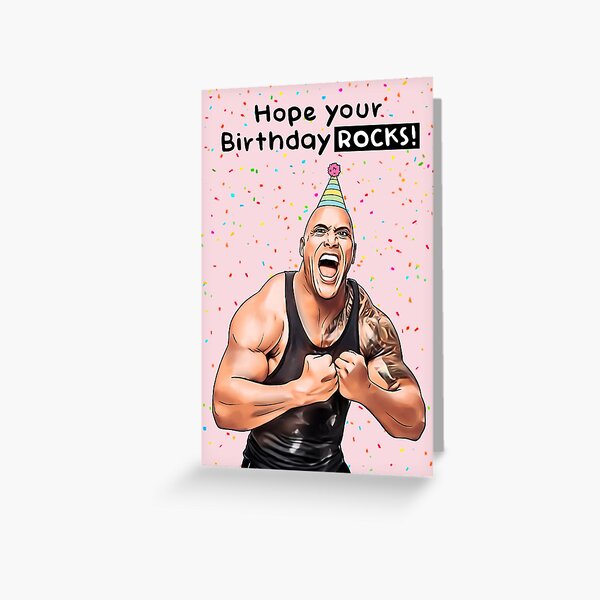 Item preview, The rock meme happy birthday greeting card. designed and sold by Swish & Scribble.