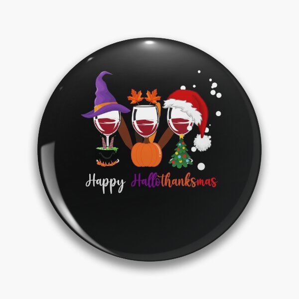 Artikelvorschau, Happy Hallothanksmas Weinliebhaber Weinglas Thanksgiving Lustiger Wein entworfen und verkauft von Anela-MC.