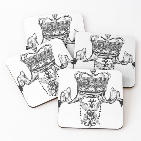 Item preview, skull crown crest hand drawn original designed and sold by Vivien Merveilles.